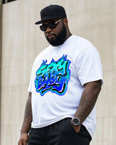 Big Man's Street Fashion Handmade Creative Personality Graffiti Short Sleeve T-shirt Shorts Suit
